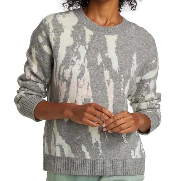 Rails Virgo Abstract Sweater in Grey Tie Dye Wool Blend Crew Neck Cozy - Picture 1 of 14